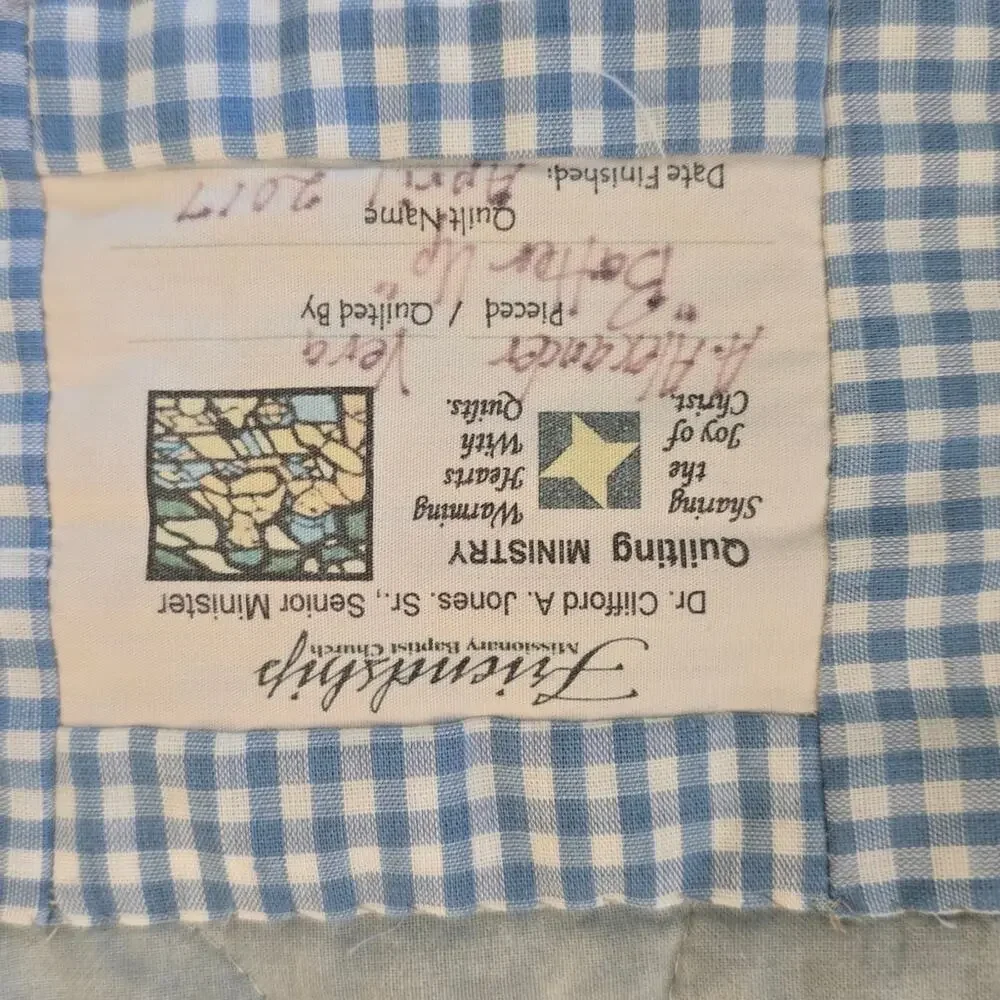 Friendship batter up vintage quilt boys bear blue 48x65 A18